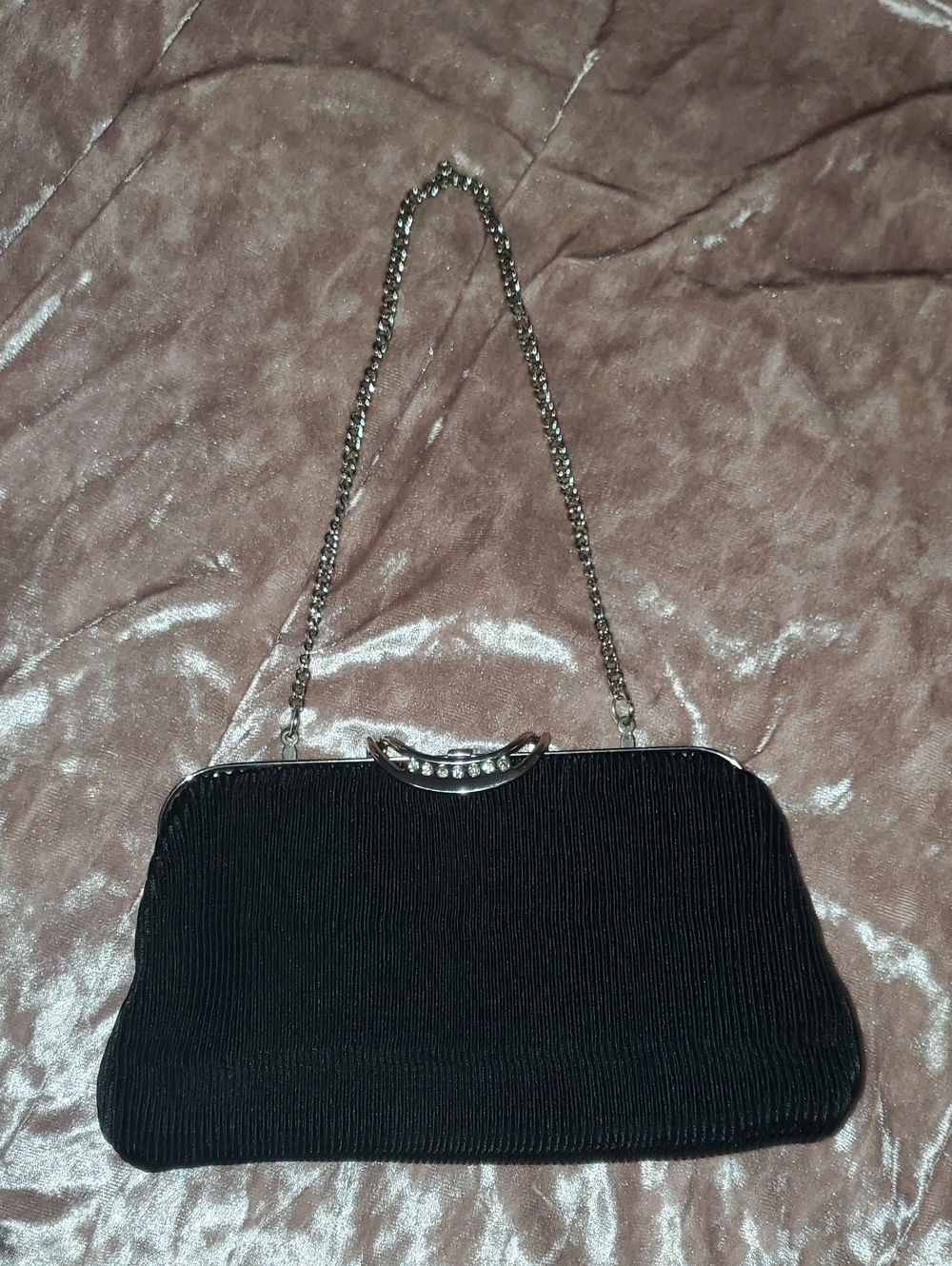 Vintage La Regale Black Evening Chain-Clutch Handbag Purse